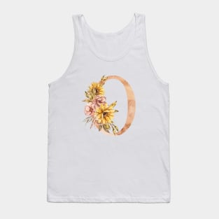 Watercolor sunflower bouquet monogram letter O Tank Top